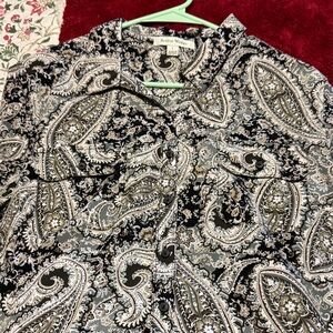 Studio Works Black and Cream Paisley Top